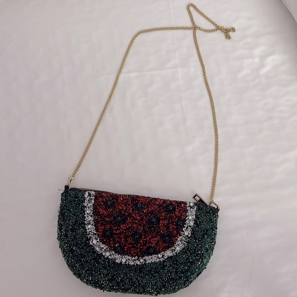 SEQUINNED WATERMELON-SHAPED CROSSBODY BAG (ZARA)